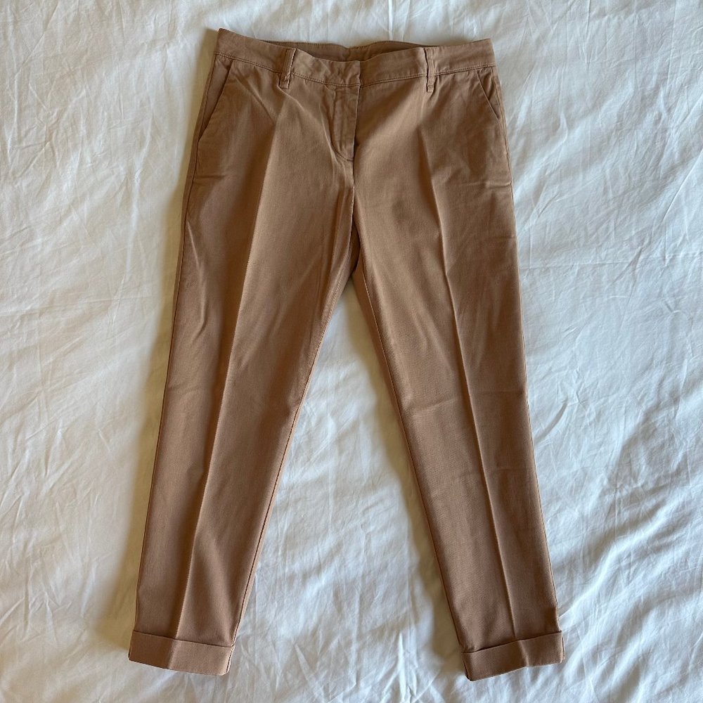 Manila Grace women's cropped caramel chino pants - Size:42IT/8US
